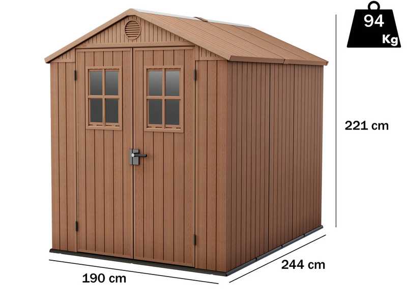 Keter Darwin Brown - Garden shed - With front windows - 190x244x221 cm