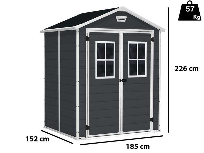 Keter Manor black - Garden shed - With front windows