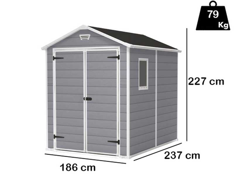 Keter Manor gray - Garden shed - With side window - 186x237x227 cm