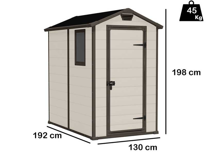 Keter Manor Beige - Garden shed - With side window - 130x192x198 cm