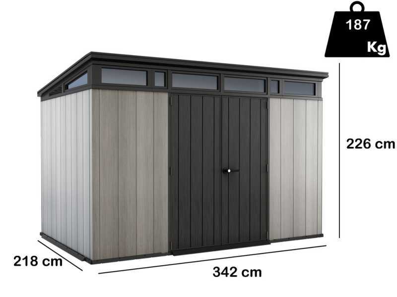 Keter Artisan grigio - Garden shed - With double-leaf door - 342x218x226 cm