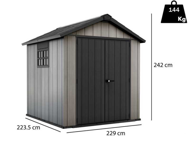 Keter Oakland 757 - Garden Shed - With Double-leaf Door and Window - 229x223.5x242 cm