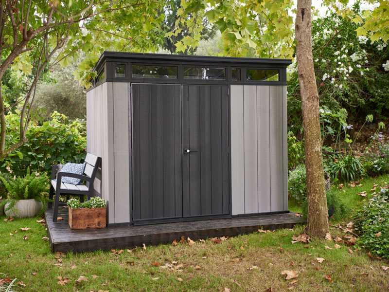 Keter Artisan Grey - Garden Shed - With Double-leaf Door - 214x218x226 cm