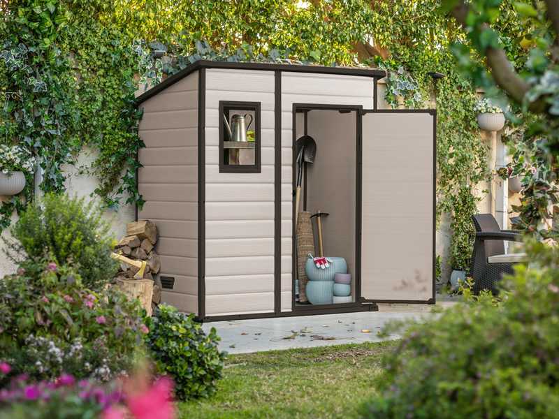 Keter Manor Pent Beige - Garden Shed - With Front Window - 183.5x111x200.5 cm