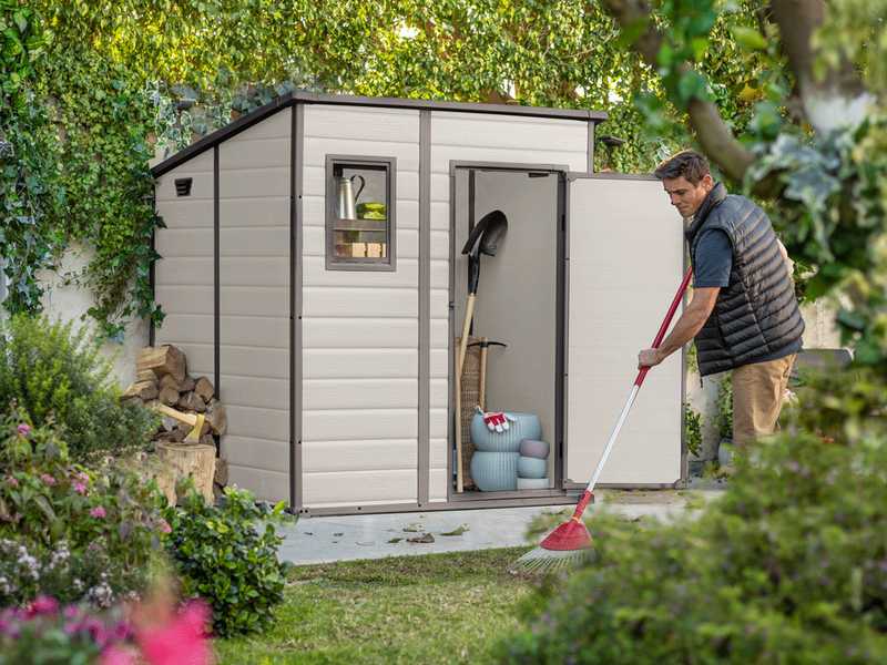 Keter Manor Pent  - Garden Shed - With Front Window - 183.5x185x200 cm