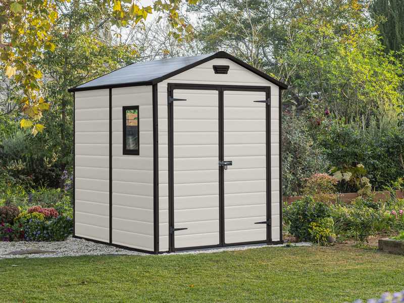Keter Manor Beige - Garden Shed - With Side Window - 185.8x236.8x227 cm