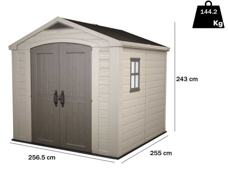 Keter Factor Beige - Garden Shed - With Side Window - 256.5x255x243 cm