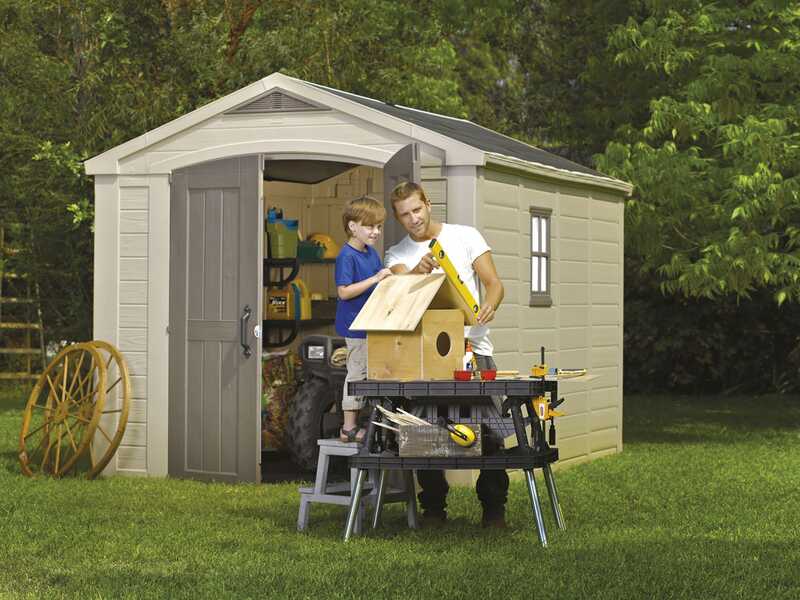 Keter Factor Beige - Garden Shed - With Side Window - 256.5x331.5x243 cm