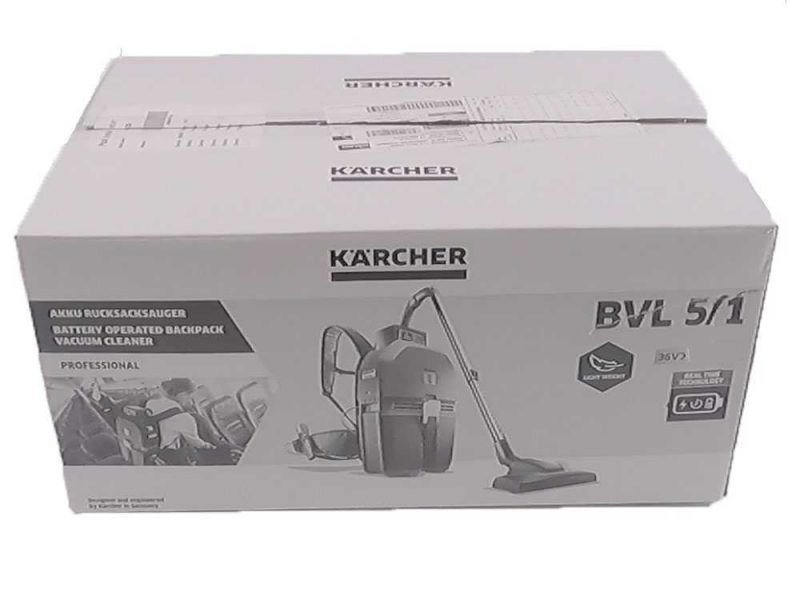 Karcher BVL 5/1 Bp Vacuum Cleaner - Battery-powered Professional Backpack Hoover - WITHOUT BATTERY AND BATTERY CHARGER