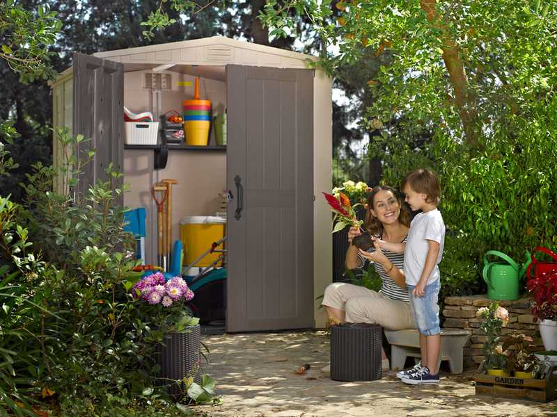 Keter Factor Beige - Garden Shed - With Side Window - 178x195.5x208 cm