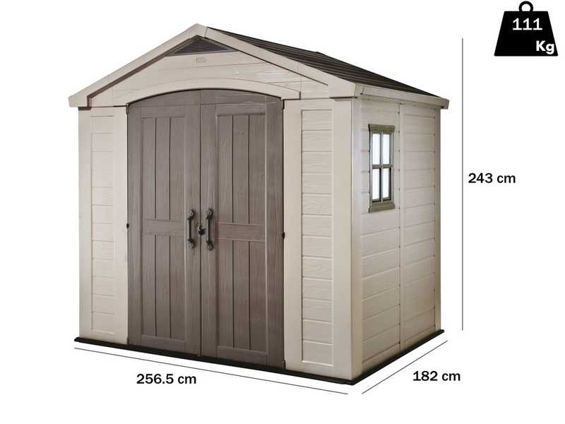 Keter Factor Beige - Garden Shed - With Side Window - 256.5x182x243 cm
