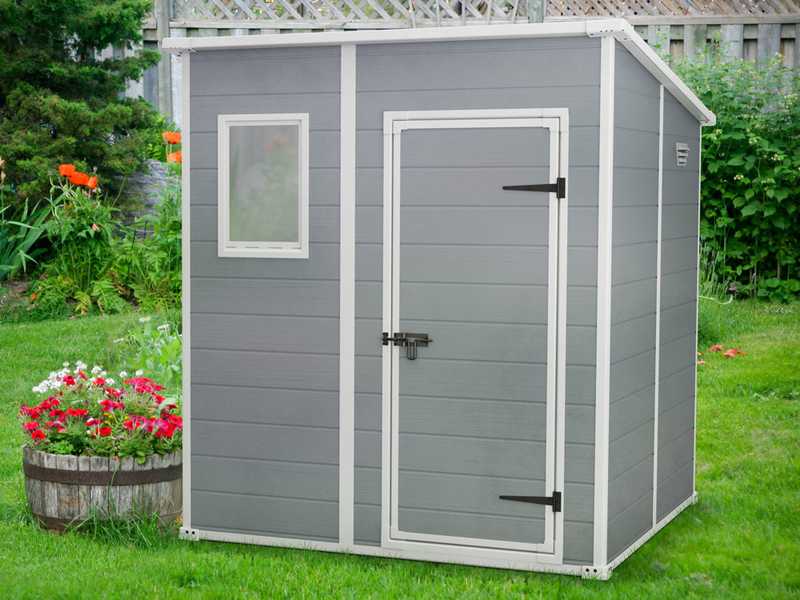 Keter Manor Pent Grey - Garden Shed - With Front Window - 183.5x185x200 cm