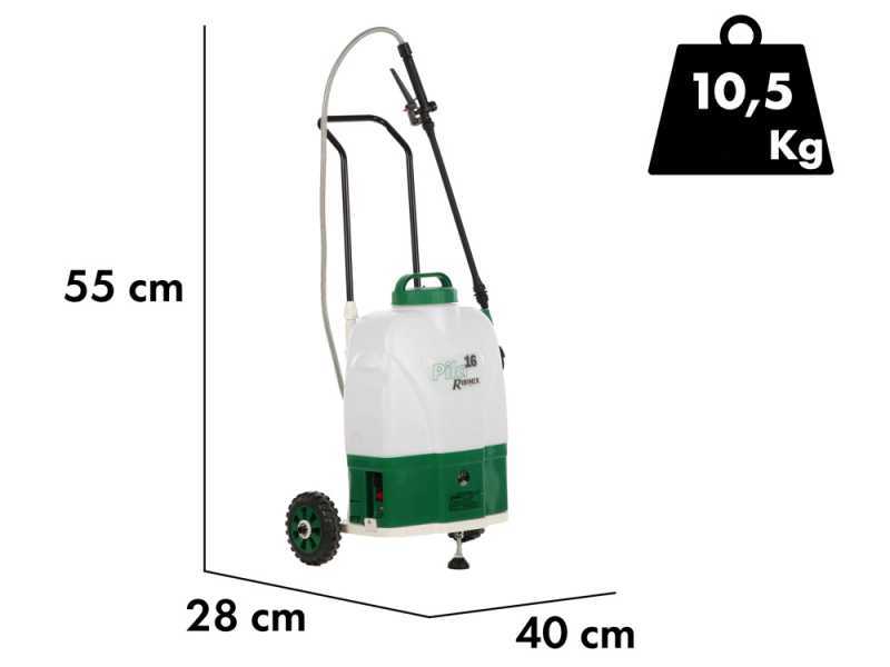 Ribimex PILA 16 - Battery-powered Wheeled Sprayer Pump - 16 Litres- 12V - 8Ah