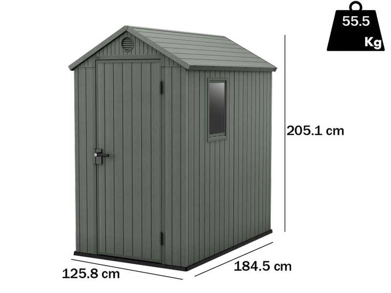 Keter Darwin Green - Tool Shed - With Side Window - 125.8x184.5x205 cm
