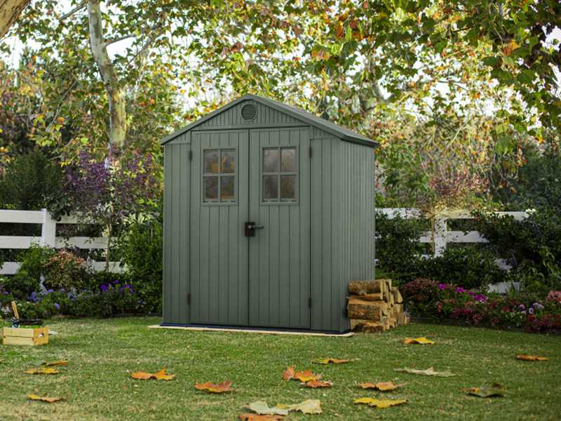 Keter Darwin Green - Garden Shed - with Front Windows - 190x122x221 cm