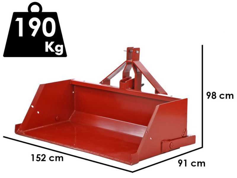 Francini PR 150 - Tractor-mounted Hydraulic Rear Loader Bucket  - 150 cm - 500Kg Load Capacity