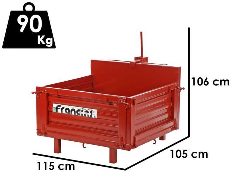 Francini P 100 - Tractor-Mounted Transport Box - Tipping Transporter - 3 Openable Side Panels