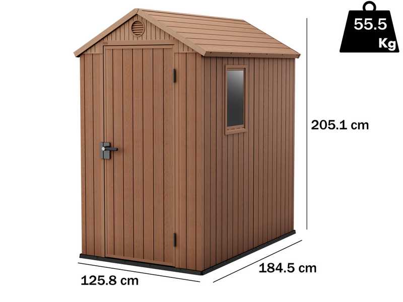 Keter Darwin Brown - Tool Shed - with Front Window - 125.8x184.5x205.1 cm