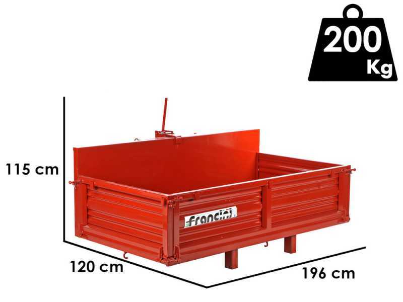 Francini P 190 - Tractor-Mounted Transport Box - Tipping Transporter - 3 Openable Side Panels