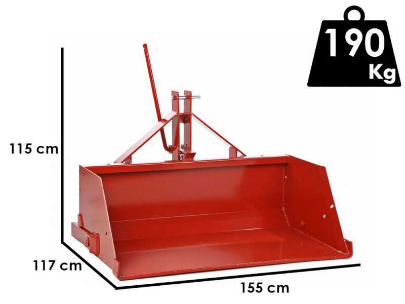 Francini PR 150 - Tractor-mounted Rear Loader Bucket - 150 cm - 500Kg Load Capacity