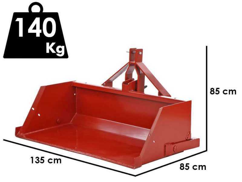 Francini PR 130 - Tractor-mounted Hydraulic Rear Loader Bucket - 130 cm - 500Kg Load Capacity