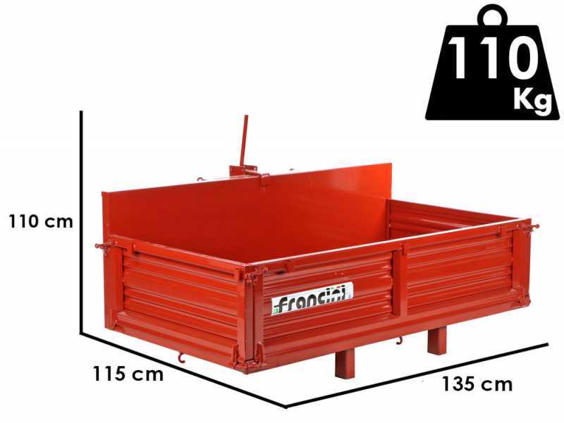 Francini P 130 - Tractor-Mounted Transport Box - Tipping Transporter - 3 Openable Side Panels