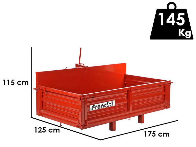 Francini P 170 - Tractor-mounted Transport Box - Tipping Transporter - 3 Openable Side Panels