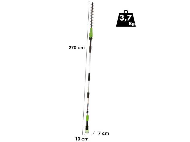 Greenworks G48PHTII - Battery-powered Hedge Trimmer on Extension Pole - WITHOUT BATTERY AND BATTERY CHARGER