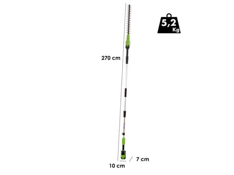 Greenworks G48PHTII - Battery-powered Hedge Trimmer on Extension Pole - 48V 4Ah