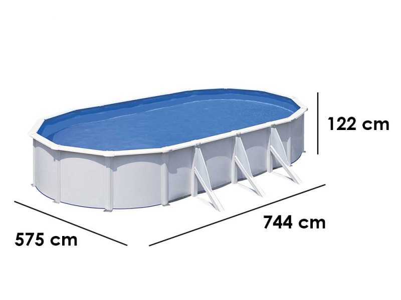 GRE Fidji Oval 730x375x120cm - Above-ground Steel Pool