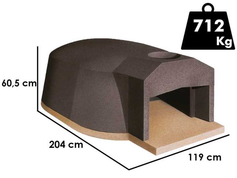 Linea VZ Ercolano - Built-in Wood-fired Oven with 107x160 cm Chamber - Cooking Capacity 8 Pizzas