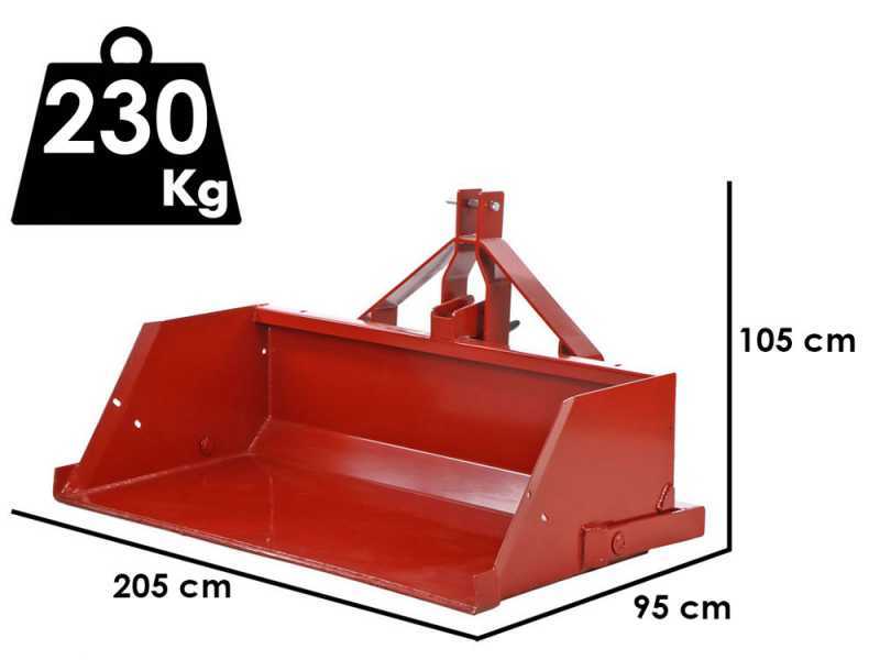 Francini PR 200 - Tractor-mounted Hydraulic Rear Loader Bucket - 200 cm - 700Kg Load Capacity