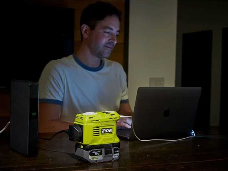 150W Powered Inverter Generator for Ryobi 18V Lithium Battery,for ryobi Battery Power Station with 2-B&AC 110V-120v,Power Inverter with 200LM LED Light for Camping, Hiking, Traveling