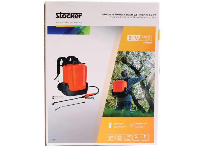 Stocker Ergomist 15 - Battery-powered Backpack Sprayer Pump - 15 L Tank - 21V  - WITHOUT BATTERIES