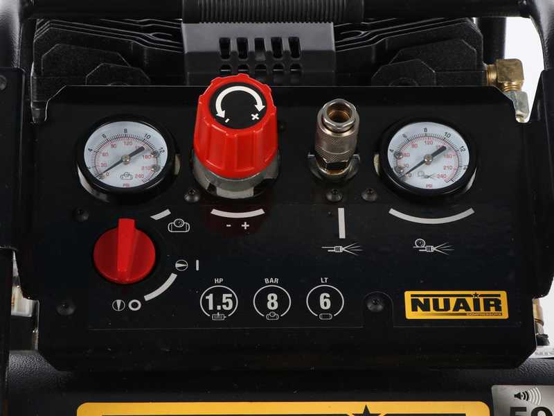 Nuair Siltek TB 6 - Silenced Portable Electric Air Compressor - 1.5 HP - 6 lt oilless