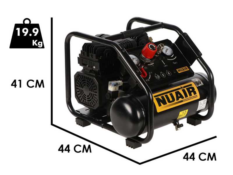 Nuair Siltek TB 6 - Silenced Portable Electric Air Compressor - 1.5 HP - 6 lt oilless