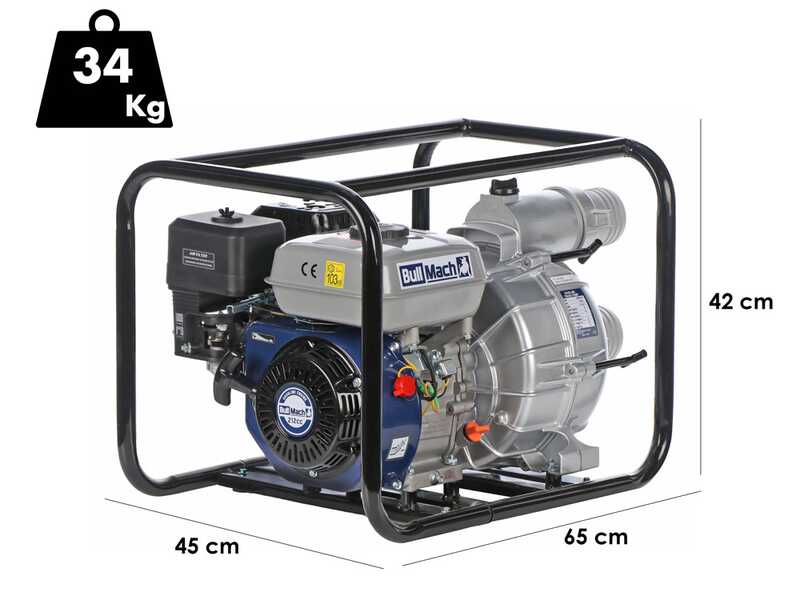 BullMach NERINA 80 - Petrol Water Pump - For Dirty Waters - with 80 Couplings