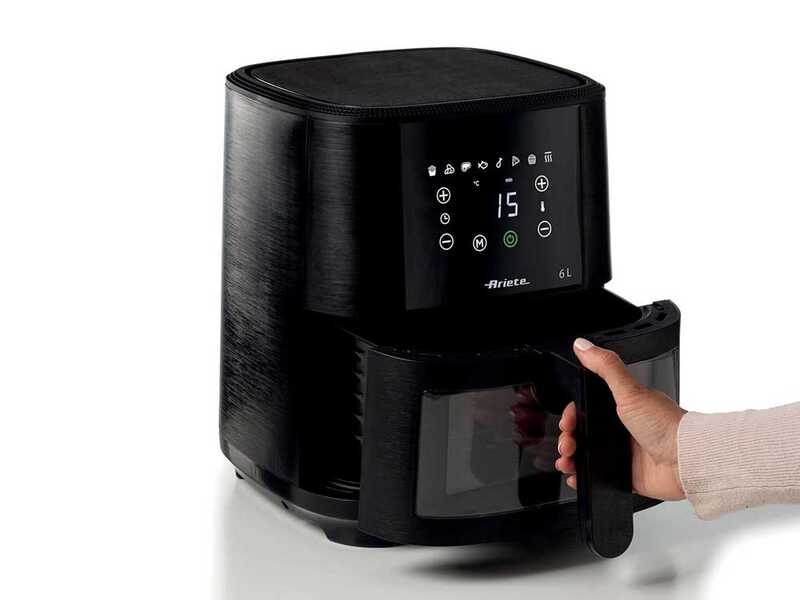 Ariete 4636 Airfryer Met Stoomfunctie Grillfunctie, 1700 W Droogfunctie 10 Kookfuncties Transparante Mand Timer Zwart 750185170