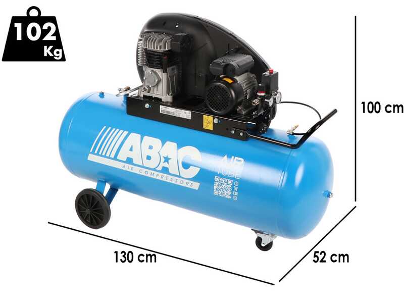 ABAC EXT A39B 270 CM3 - Single-phase electric belt driven air compressor - Motor 3 HP - 270 litres