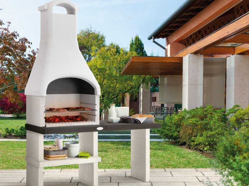 Palazzetti Orlando - Wood and coal masonry barbecue - With side table