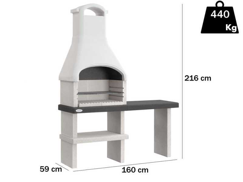 Palazzetti Orlando - Wood and coal masonry barbecue - With side table