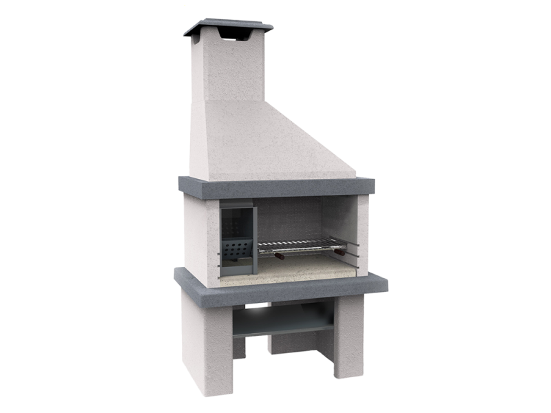 Edilmark Happy - Wood and Charcoal Masonry Barbecue - Hood and Left-side Fire Basket
