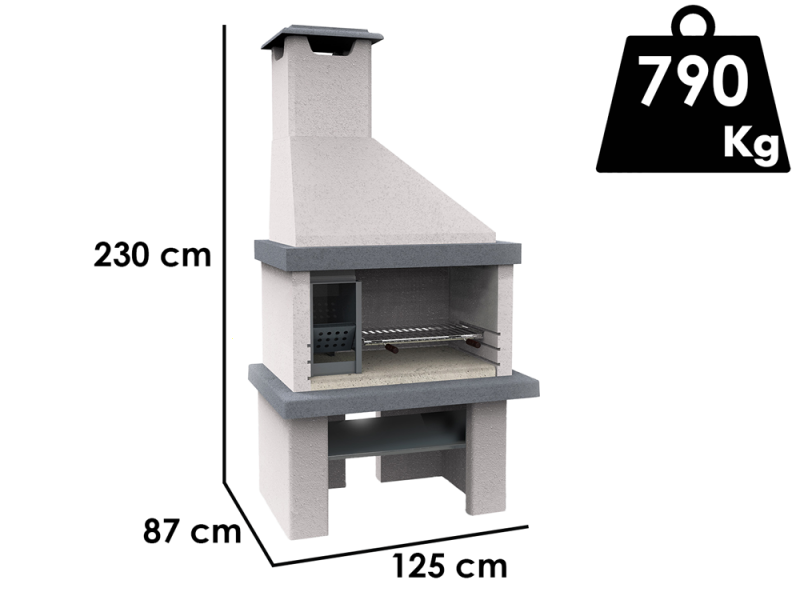 Edilmark Happy - Wood and Charcoal Masonry Barbecue - Hood and Left-side Fire Basket