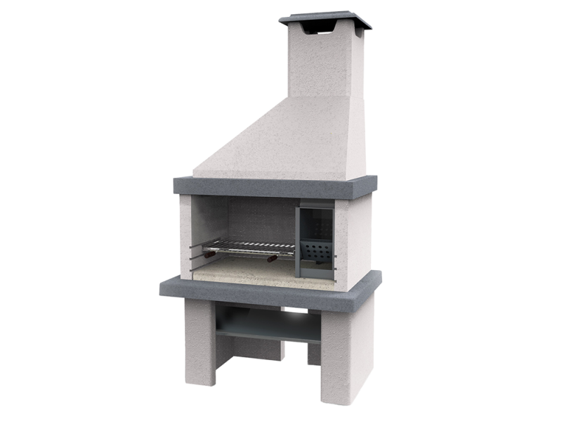 Edilmark Happy - Wood and Charcoal Masonry Barbecue - Hood and Right-side Fire Basket