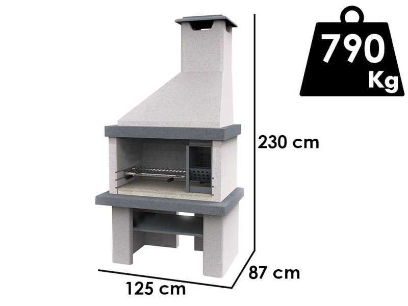 Edilmark Happy - Wood and Charcoal Masonry Barbecue - Hood and Right-side Fire Basket
