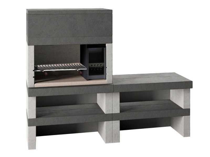 Edilmark KUBO.1 - Masonry barbecue with wood and charcoal - Right fire