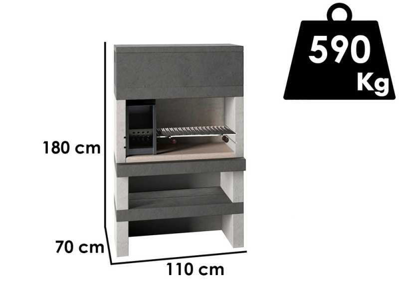 Edilmark KUBO - Masonry barbecue with wood and charcoal - Fire left
