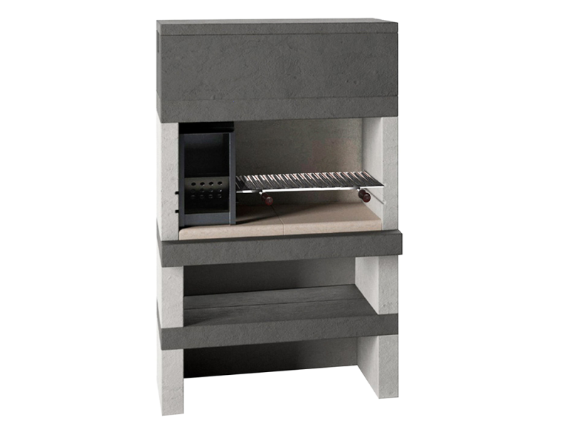 Edilmark KUBO - Masonry barbecue with wood and charcoal - Fire left