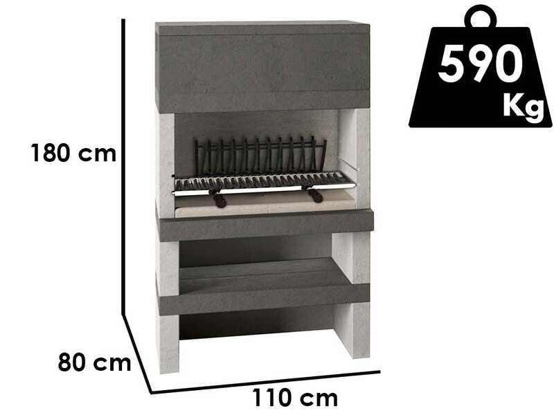 Edilmark KUBO - Masonry barbecue with wood and charcoal - Rear fire