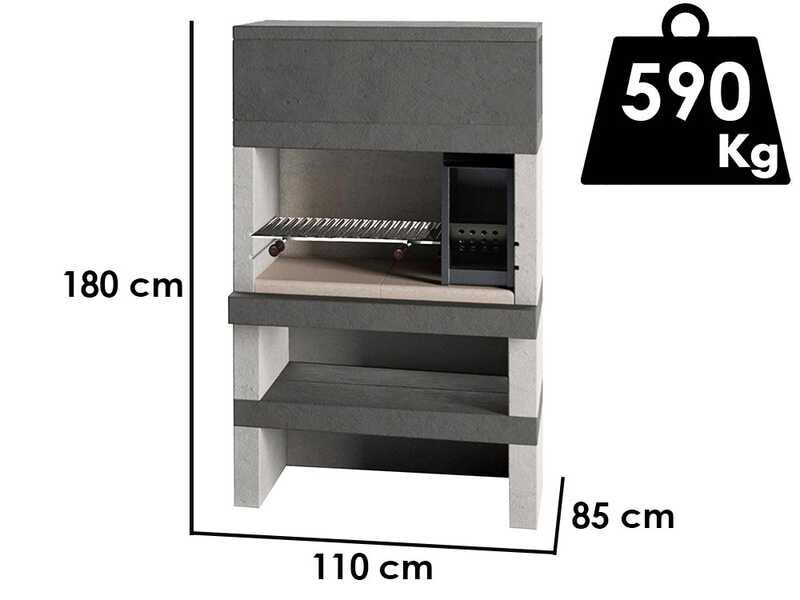 Edilmark KUBO - Masonry barbecue with wood and charcoal - Right fire